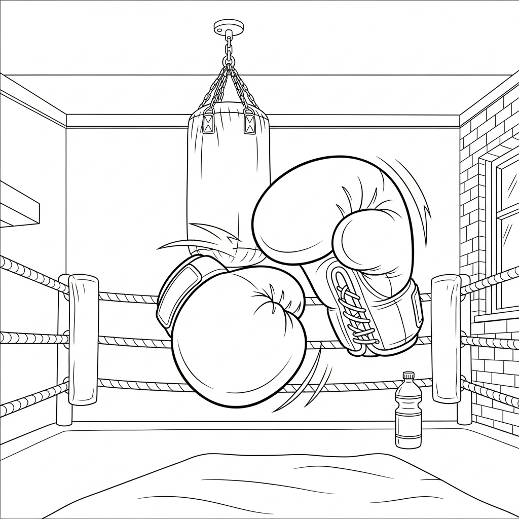 Medium Cartoon Boxing Gloves Coloring Page for Kids coloring page