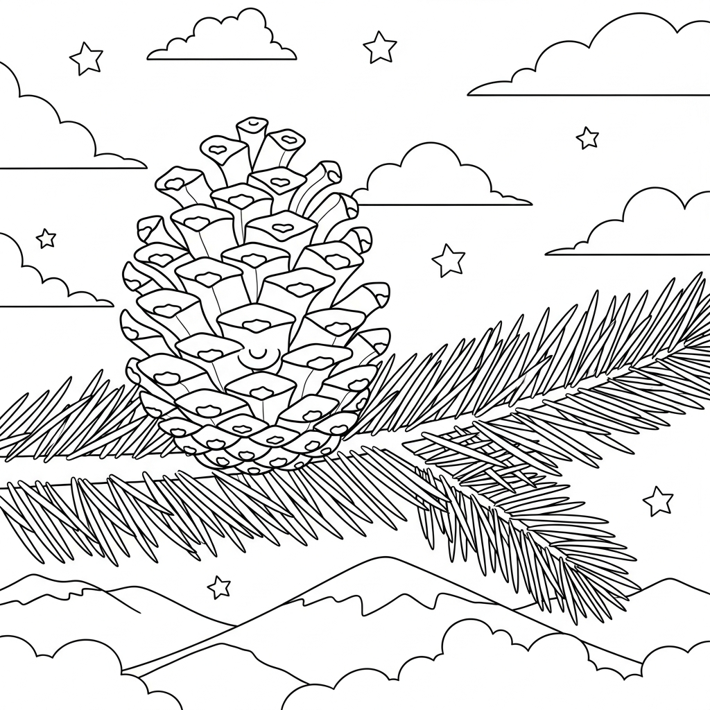 Pagina da Colorare: Pigna Cartoons Media su Ramo di Albero coloring page