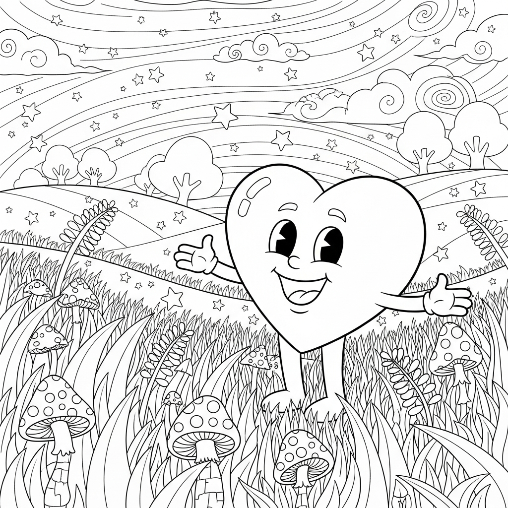 Medium Cartoon Heart Character Coloring Page coloring page